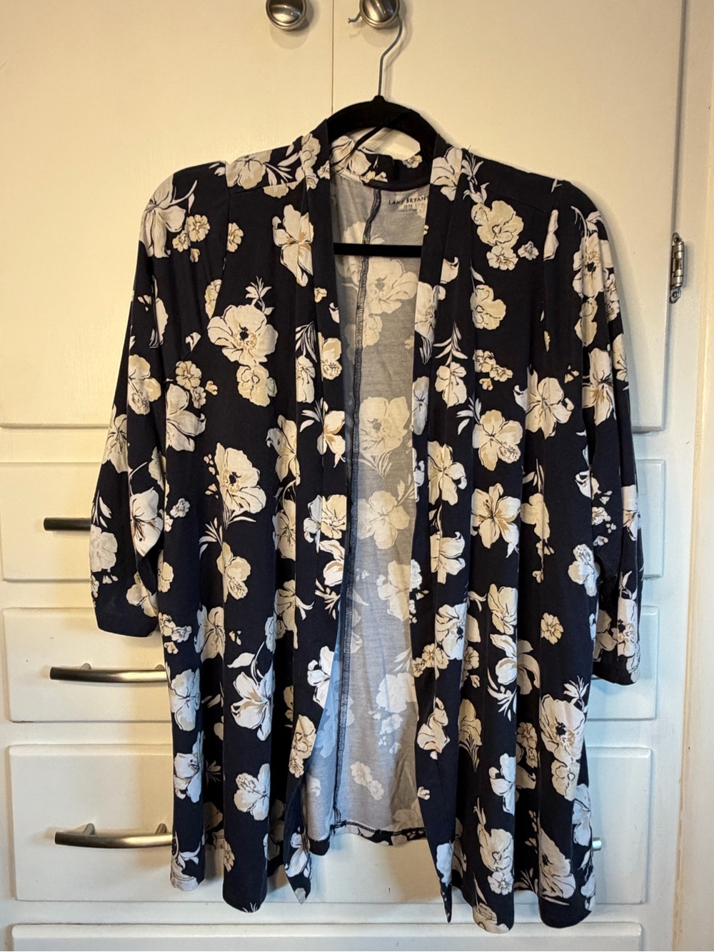 Plus Size Lane Bryant Navy Floral Open Kimono Cardigan